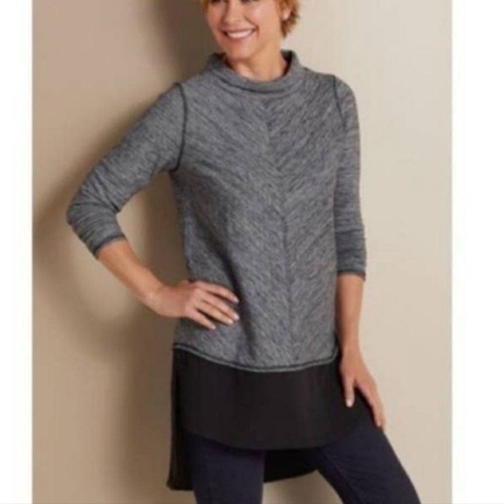 Soft surroundings York Riered Tunic 3/4 sleeve Minimalist Casual Career  Sz L